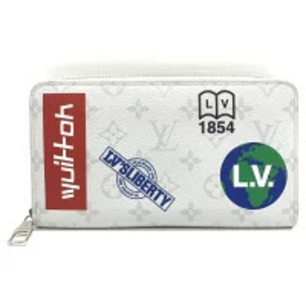 Louis Vuitton Zippy Organizer Gray Story Round Zipper